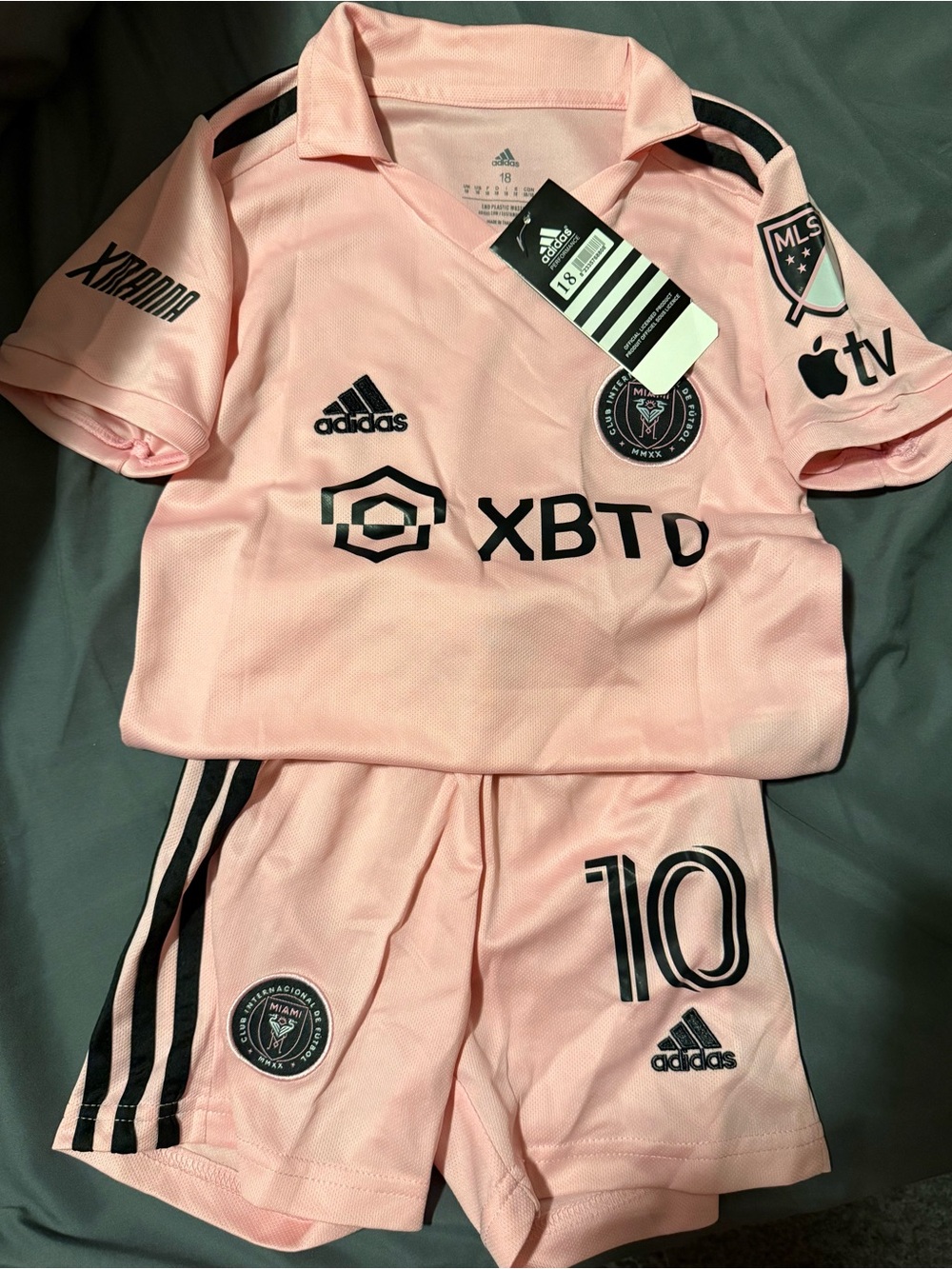 adidas Kids Inter Miami Pink Home Jersey & Shorts Set with Black Accents